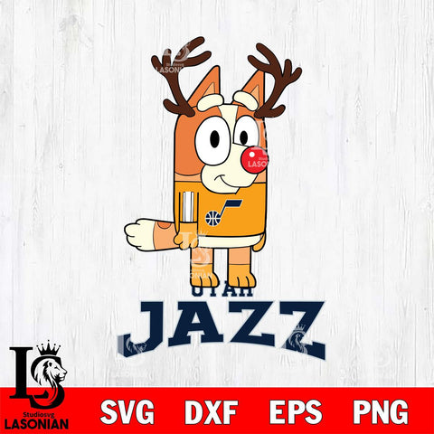 Utah Jazz Bluey Chilli Christmas Deer Svg Eps Dxf Png File, Digital Download