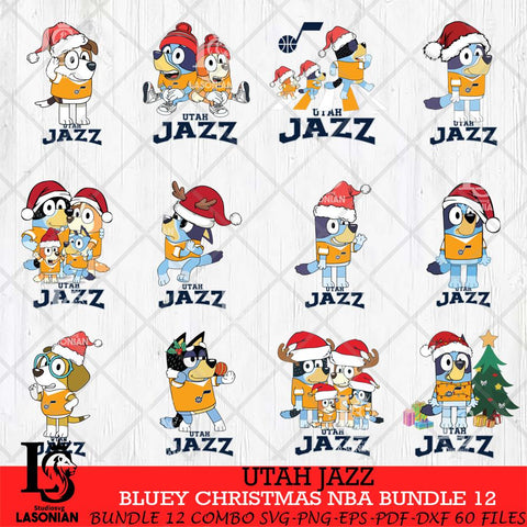 Utah Jazz Bluey Christmas NBA Bundle 12 Cricut , Christmas Svg , Bluey svg , Digital Download, dxf eps png pdf file