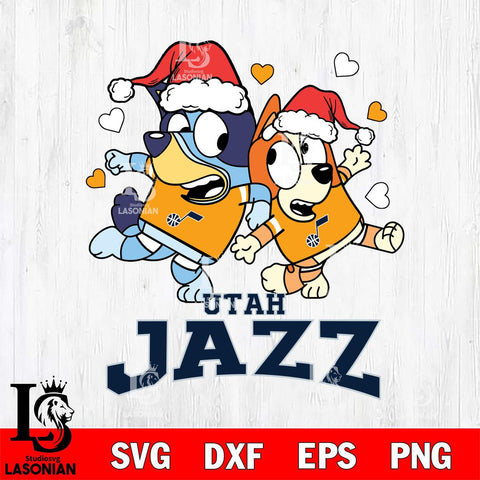 Utah Jazz Bluey Christmas NFL Svg Eps Dxf Png File, Digital Download