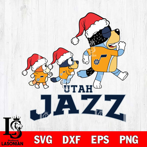 Utah Jazz Bluey Family Christmas Svg Eps Dxf Png File, Digital Download