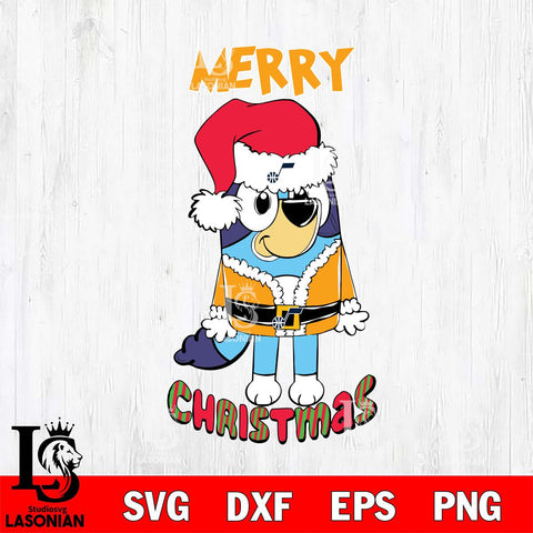 Utah Jazz Bluey Merry Christmas Bluey Santa Claus Svg Eps Dxf Png File, Digital Download