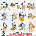 Utah Jazz Bluey NBA Bundle 12 Svg Eps Dxf Png File, Digital Download, Instant Download