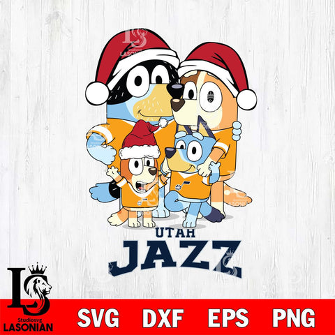 Utah Jazz Christmas Bluey Family Sport Svg , Christmas Svg , Bluey svg , Digital Download, dxf eps png pdf file