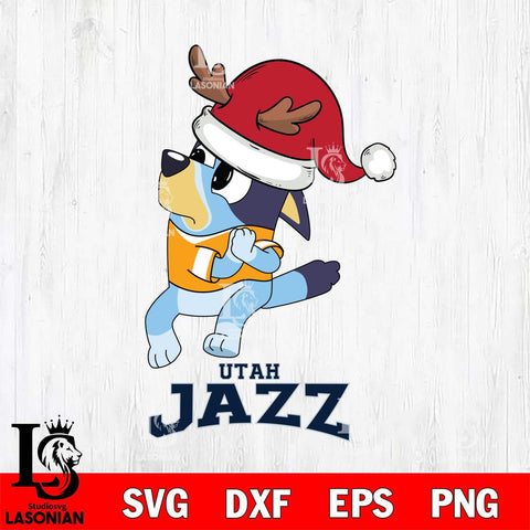 Utah Jazz Christmas Bluey Santa Claus Svg , Christmas Svg , Bluey svg , Digital Download, dxf eps png pdf file