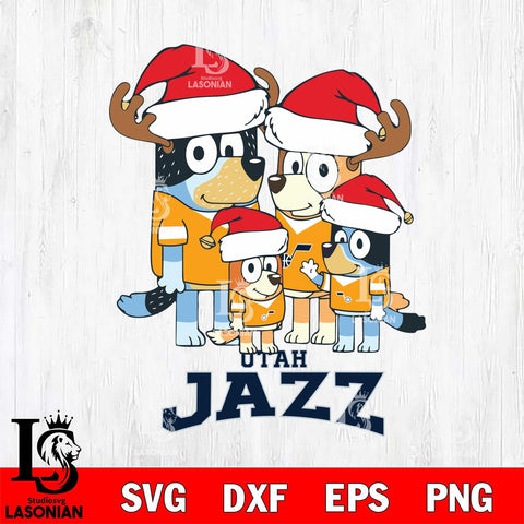 Utah Jazz Christmas Bluey Santa Family Svg , Christmas Svg , Bluey svg , Digital Download, dxf eps png pdf file