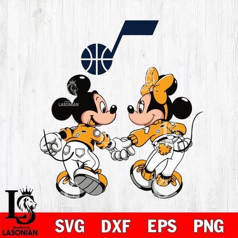 Utah Jazz Fan Minnie And Mickey Love Svg Eps Dxf Png File, Digital Download, Instant Download