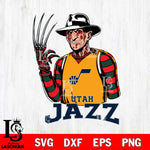 Utah Jazz Freddy Krueger Horror Svg Eps Dxf Png File, NBA svg, Digital Download, Instant Download