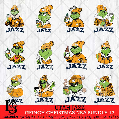 Utah Jazz Grinch Christmas NBA Bundle 12 Cut Files Cricut, Svg Dxf Eps Png file , Silhouette