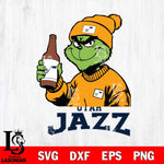 Utah Jazz Grinch Drinking Beer Christmas Cut Files Cricut, Svg Dxf Eps Png file , Silhouette