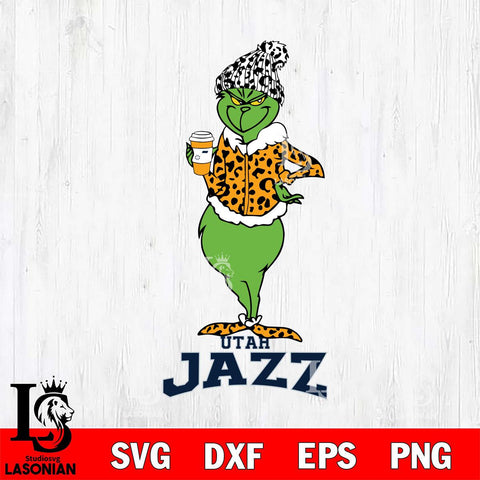 Utah Jazz Grinch Leopard Coffee Svg Eps Dxf Png File, Digital Download, Instant Download