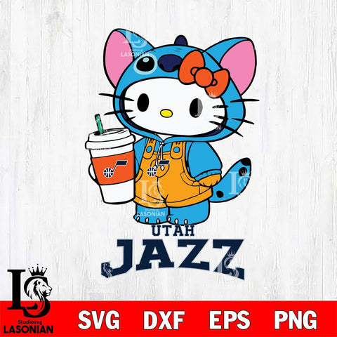 Utah Jazz Hello Kitty Stitch Svg Eps Dxf Png File, NBA svg, Digital Download, Instant Download