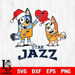 Utah Jazz Love Bluey Christmas Svg Eps Dxf Png File, Digital Download