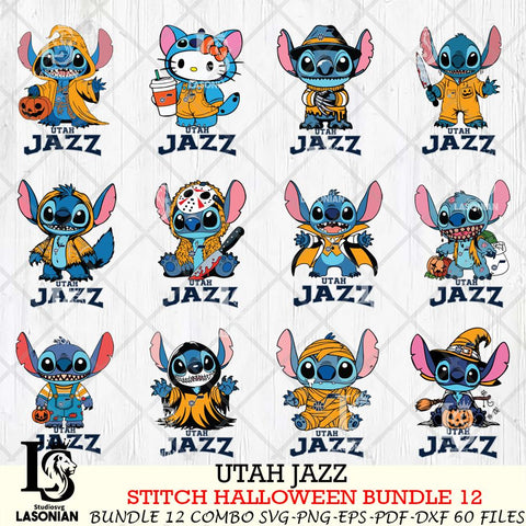 Utah Jazz Stitch Horror Bundle 12 SVG Svg Eps Dxf Png File, Bundle NBA svg, Digital Download, Instant Download