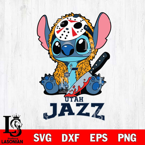 Utah Jazz Stitch Jason Voorhees Svg Eps Dxf Png File, NBA svg, Digital Download, Instant Download