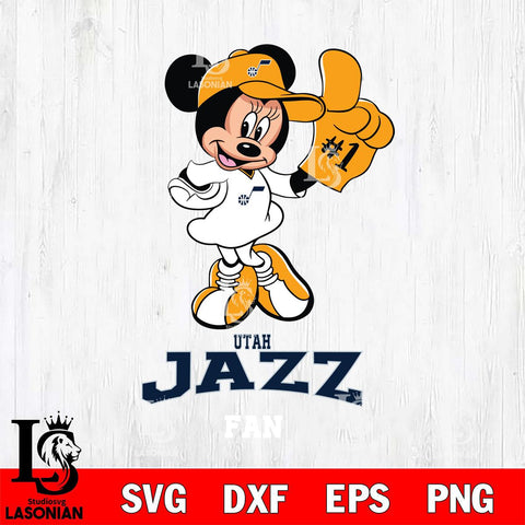 Utah Jazz #1 Fan Minnie Mouse Svg Eps Dxf Png File, Digital Download, Instant Download