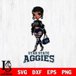 Utah State Aggies Beautiful Black Fan Girl, Svg Eps Dxf Png File, Digital Download