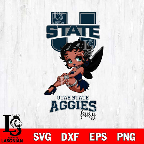 Utah State Aggies Beauty Black Fairy Betty Boop, Svg Eps Dxf Png File, Digital Download