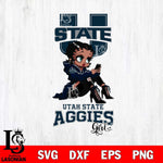 Utah State Aggies Beauty Black Fan Girl Football, Svg Eps Dxf Png File, Digital Download