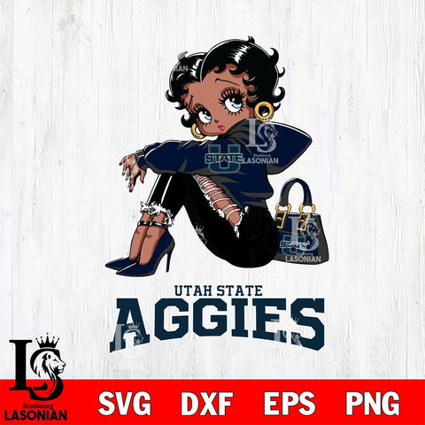 Utah State Aggies Betty Boop Black Fan Girl Svg Eps Dxf Png File, Digital Download, Instant Download