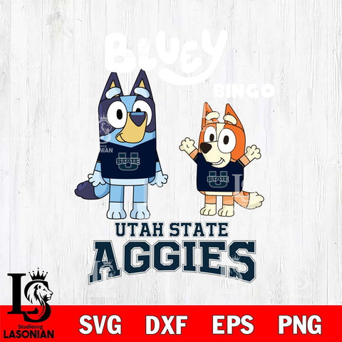 Utah State Aggies Bluey & Bingo 4 Svg Eps Dxf Png File, NCAA svg, Digital Download, Instant Download