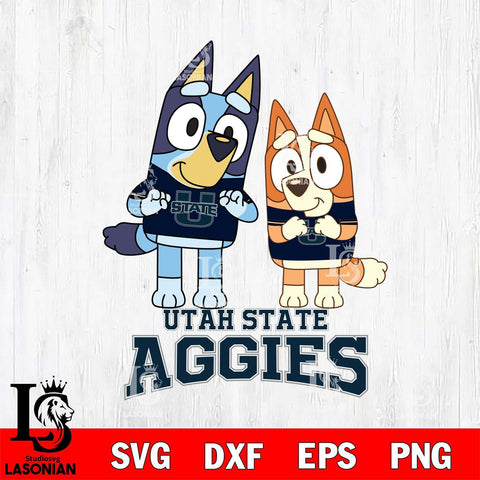 Utah State Aggies Bluey & Bingo 6 Svg Eps Dxf Png File, NCAA svg, Digital Download, Instant Download