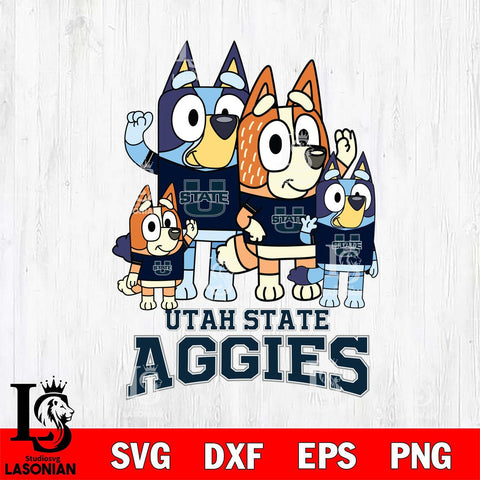 Utah State Aggies Bluey & Bingo 7 Svg Eps Dxf Png File, NCAA svg, Digital Download, Instant Download