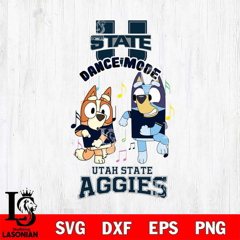 Utah State Aggies Bluey Bingo Dance Mode Svg Eps Dxf Png File, NCAA svg, Digital Download, Instant Download