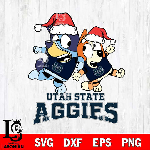 Utah State Aggies Bluey Christmas Holiday Svg Eps Dxf Png File, Digital Download