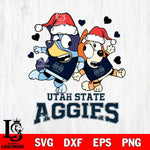 Utah State Aggies Bluey Christmas NFL Svg Eps Dxf Png File, Digital Download