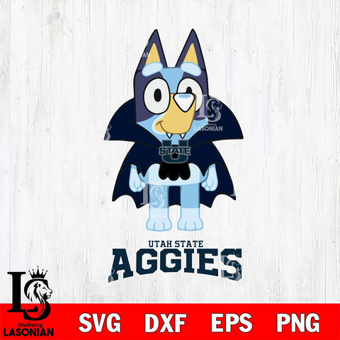 Utah State Aggies Bluey Dracula Halloween Svg Eps Dxf Png File, Digital Download, Instant Download