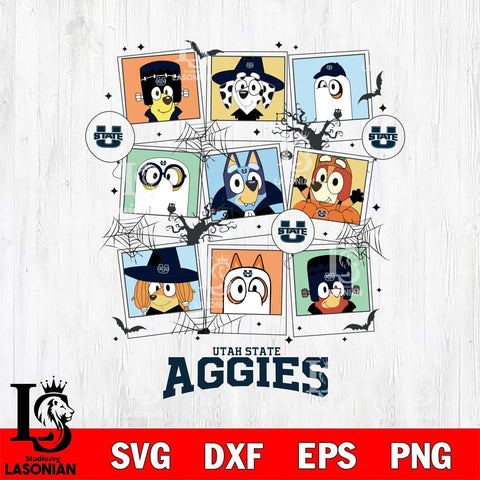 Utah State Aggies Bluey Halloween Sport Svg Eps Dxf Png File, Digital Download, Instant Download