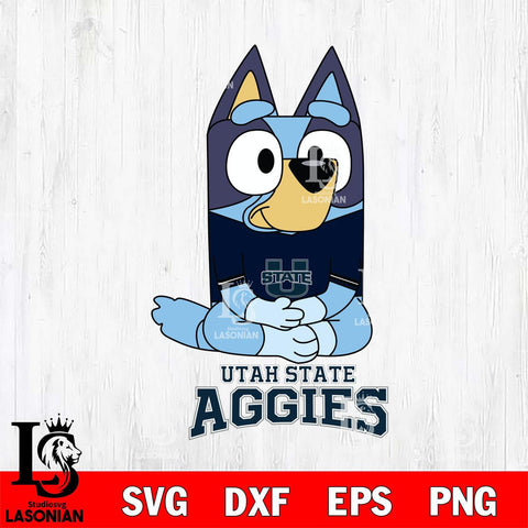 Utah State Aggies Bluey Styles Football Svg Eps Dxf Png File,NCAA Svg Files,Bluey svg ,Digital Download ,Instant Download, Cricut File