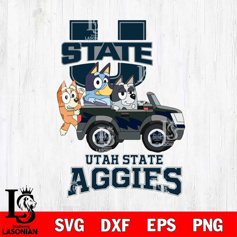 Utah State Aggies Bluey friends car Svg Eps Dxf Png File, NCAA svg, Digital Download, Instant Download