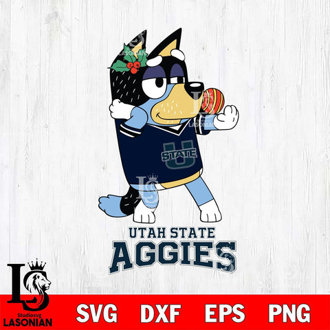 Utah State Aggies Christmas Bluey Bandit Heeler Cut Files,Bluey Cricut,Christmas Svg , Bluey svg , Digital Download, dxf eps png pdf file