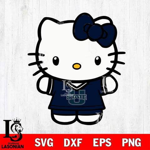 Utah State Aggies Cute Hello Kitty Football 6 Svg Eps Dxf Png File, NCAA svg, Digital Download, Instant Download