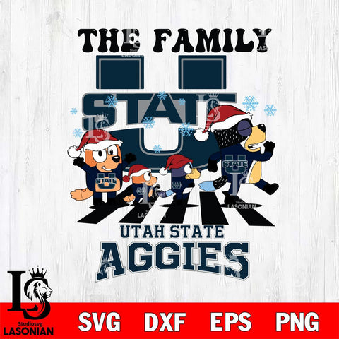 Utah State Aggies Family Bluey Christmas Svg Eps Dxf Png File, Digital Download