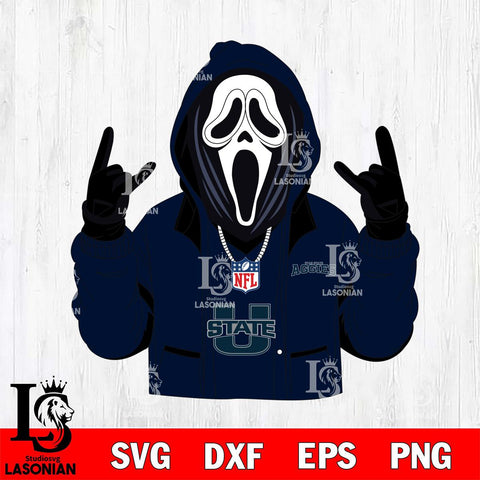 Utah State Aggies Ghostface Scream Football Halloween Svg Eps Dxf Png File, NCAA svg, Digital Download, Instant Download