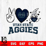 Utah State Aggies Gnomes Peace & Love Svg Eps Dxf Png File, Digital Download, Instant Download