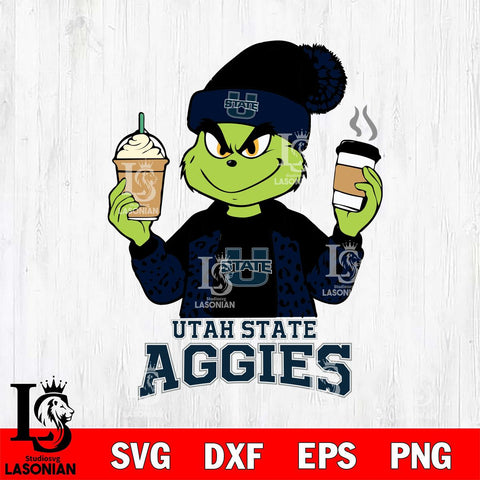 Utah State Aggies Grinch 2 coffee Svg Eps Dxf Png File, Digital Download, Instant Download