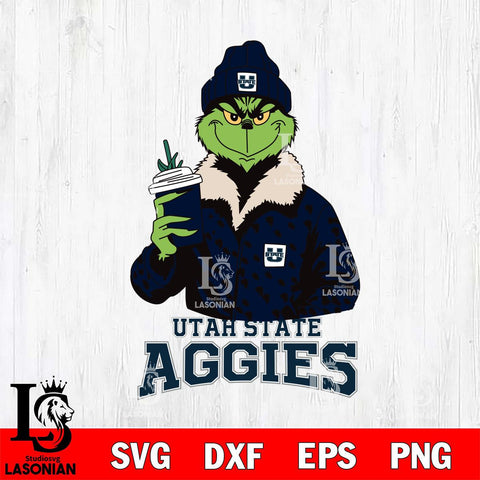 Utah State Aggies Grinch Christmas Cut Files Cricut, Svg Dxf Eps Png file, Digital download , Silhouette