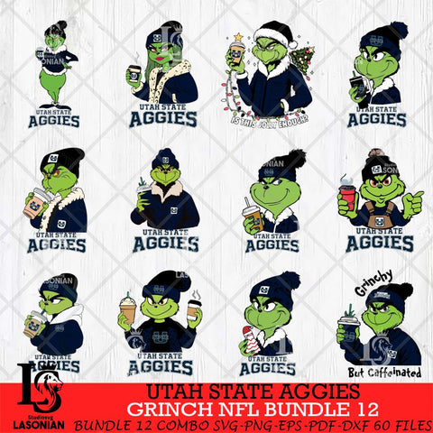 Utah State Aggies Grinch NFL Bundle 12 SVG Eps Dxf Png File, Digital Download, Instant Download