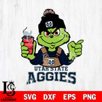 Utah State Aggies Grinch with coffee Svg Eps Dxf Png File, Digital Download, Instant Download