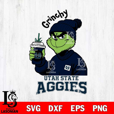 Utah State Aggies Grinchy Bougie Christmas Cut Files Cricut, Svg Dxf Eps Png file, Digital download , Silhouette