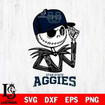 Utah State Aggies Jack Skellington 3 Halloween Svg Eps Dxf Png File, NCAA svg, Digital Download, Instant Download