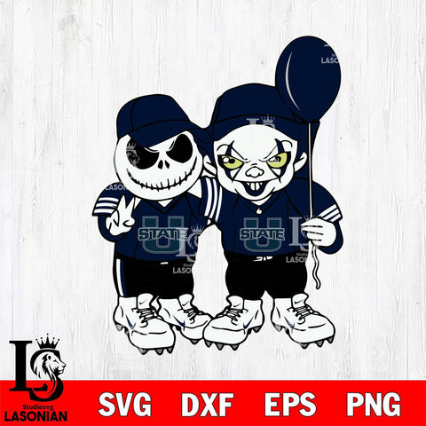 Utah State Aggies Jack Skellington And Pennywise Football Svg Eps Dxf Png File, NCAA svg, Digital Download, Instant Download