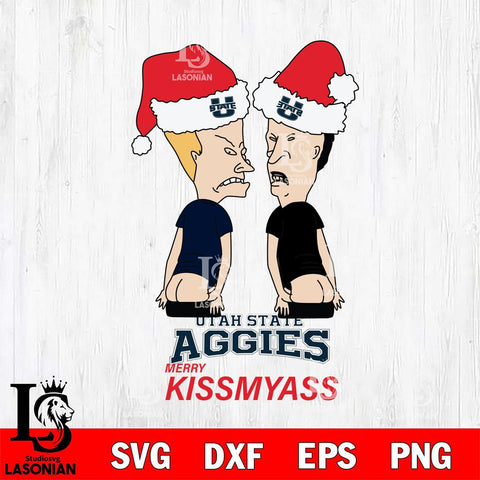 Utah State Aggies Merry KissMyass Svg Eps Dxf Png File,NCAA Svg Files,Digital Download,Sublimation,Instant Download