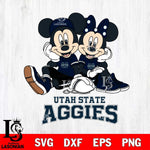 Utah State Aggies Mickey Minnie Mouse Football Sit Svg Eps Dxf Png File, NCAA svg , File Cut , Digital Download , Instant Download, Cut Svg Files