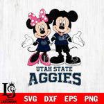 Utah State Aggies Mickey Minnie Mouse Sport Svg Eps Dxf Png File, NCAA svg , File Cut , Digital Download , Instant Download, Cut Svg Files