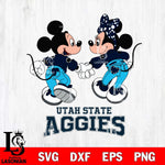 Utah State Aggies Mickey Minnie Valentine Rugby Svg Eps Dxf Png File, Digital Download ,Instant Download, Cricut File