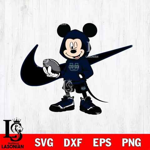 Utah State Aggies Mickey Wearing Hoodie Sport Svg Eps Dxf Png File, NCAA svg, Digital Download, Instant Download